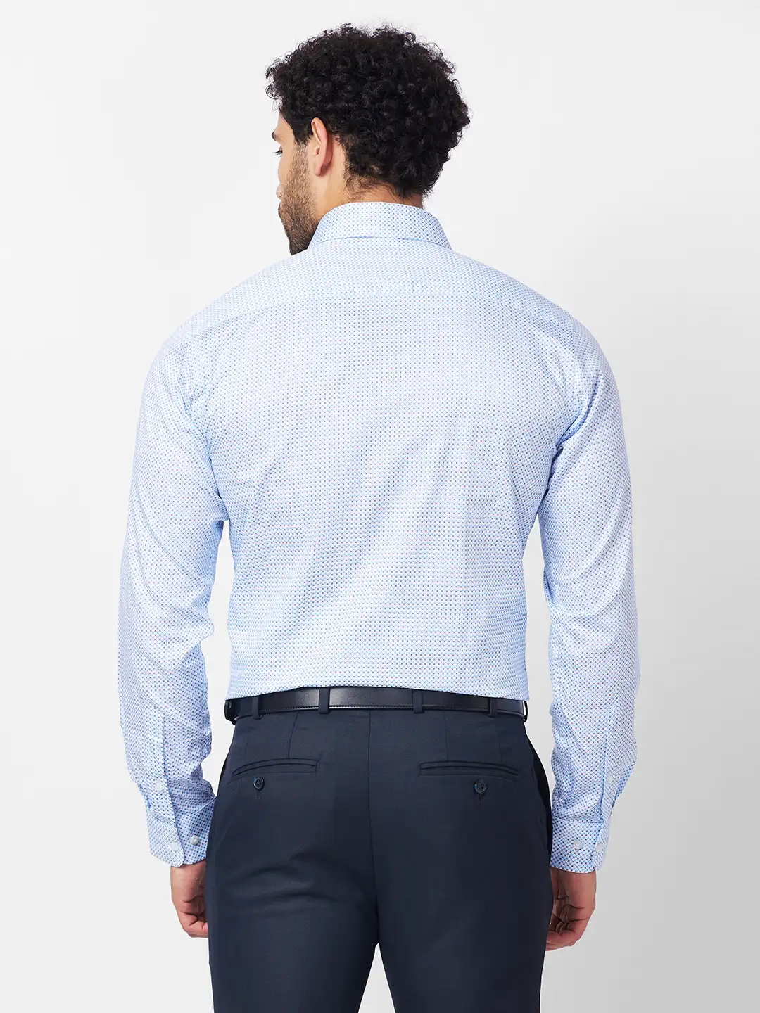 Raymond Men Blue Print Slim Fit Cotton Shirt - Image 5