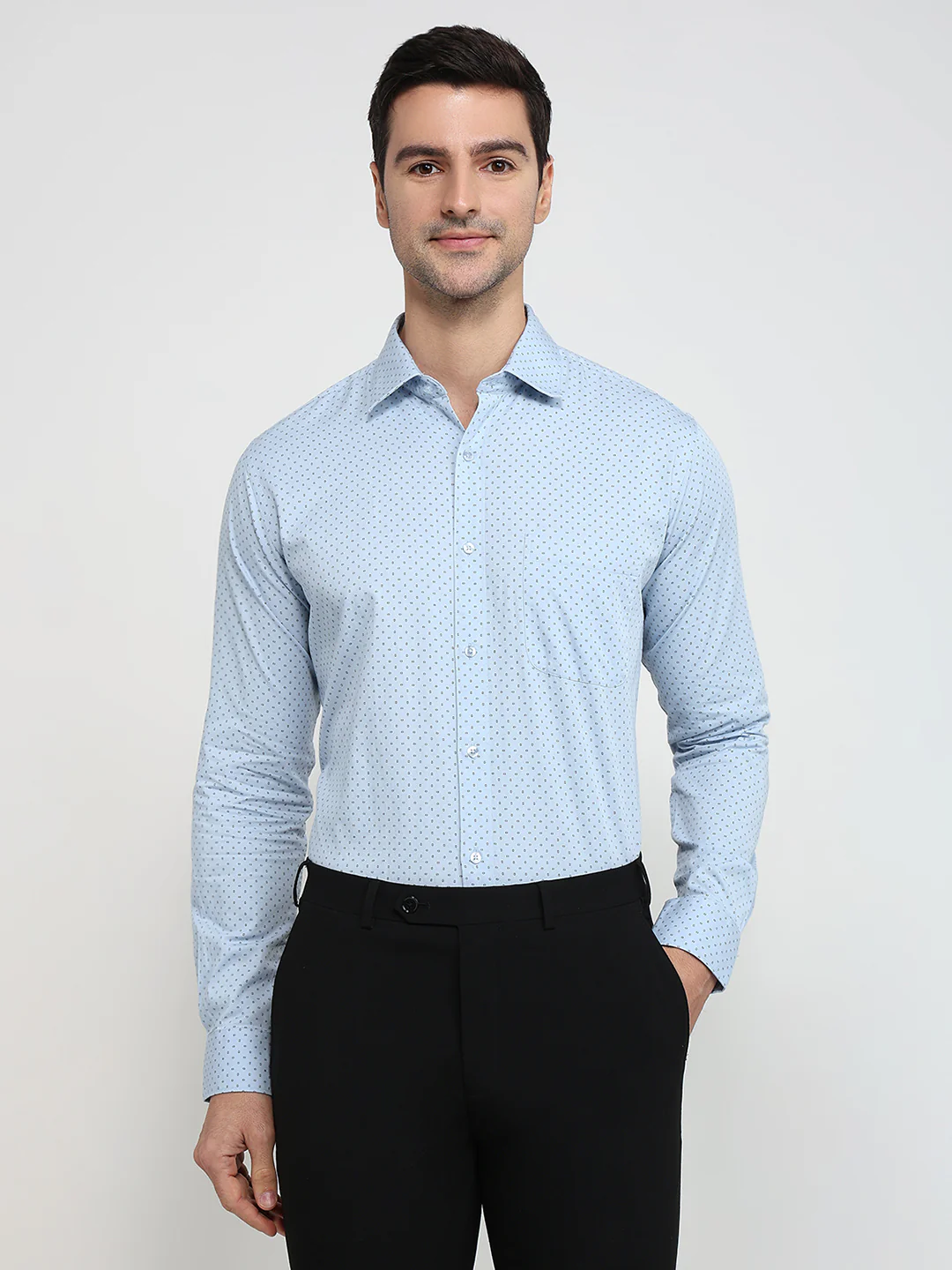 Raymond Men Blue Print Slim Fit Cotton Shirt