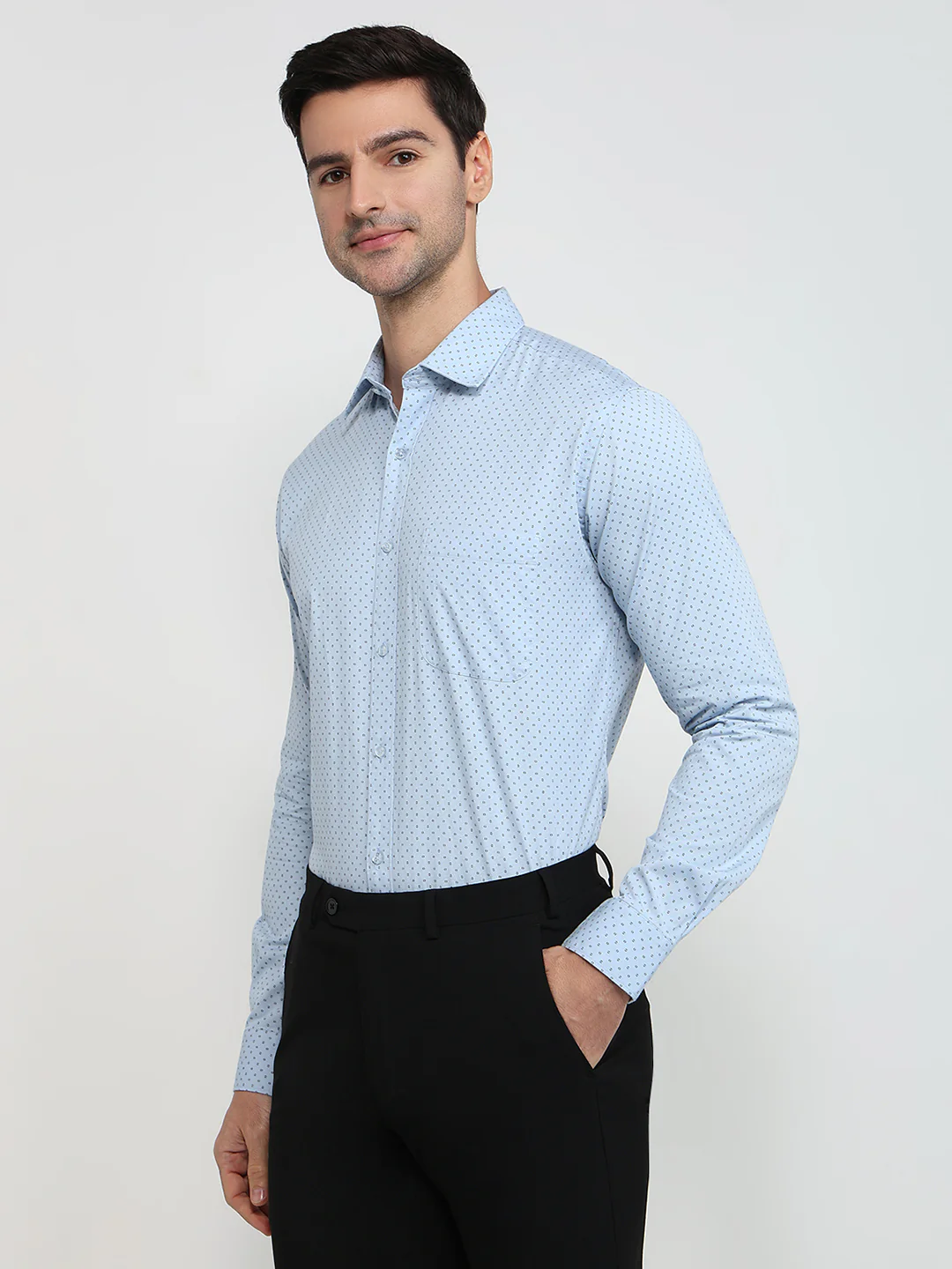 Raymond Men Blue Print Slim Fit Cotton Shirt - Image 2