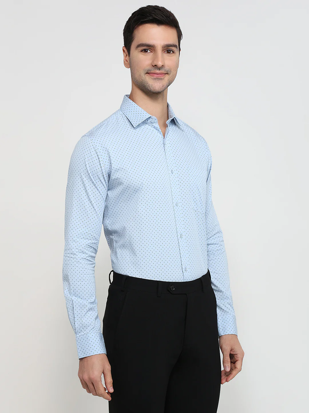 Raymond Men Blue Print Slim Fit Cotton Shirt - Image 3