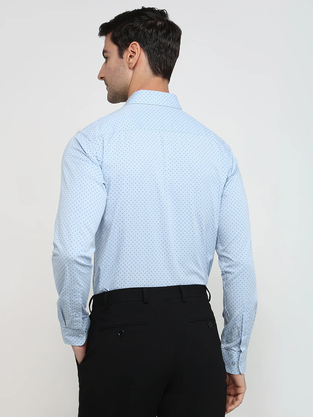 Raymond Men Blue Print Slim Fit Cotton Shirt - Image 4