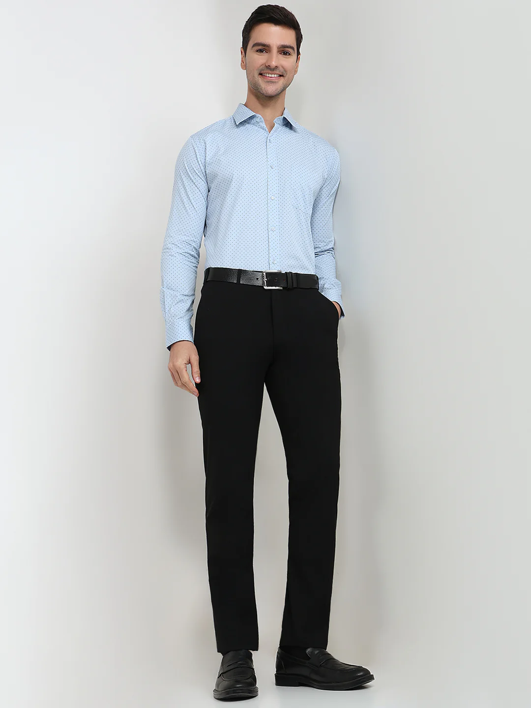 Raymond Men Blue Print Slim Fit Cotton Shirt - Image 5