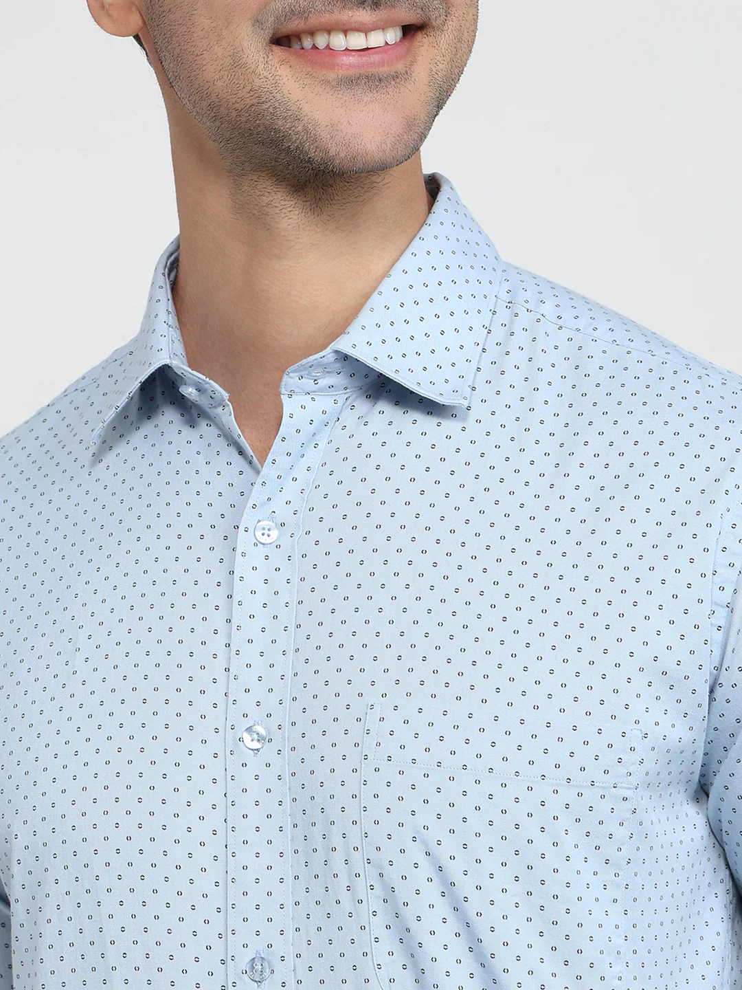 Raymond Men Blue Print Slim Fit Cotton Shirt - Image 6