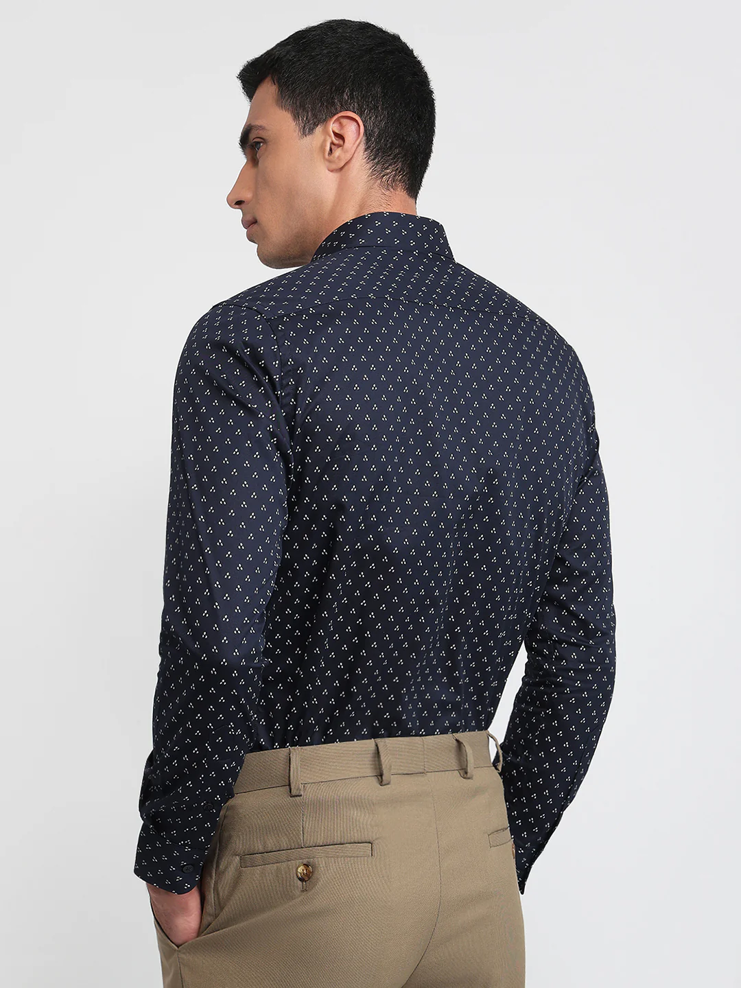 Raymond Men Blue Print Slim Fit Cotton Shirt - Image 5