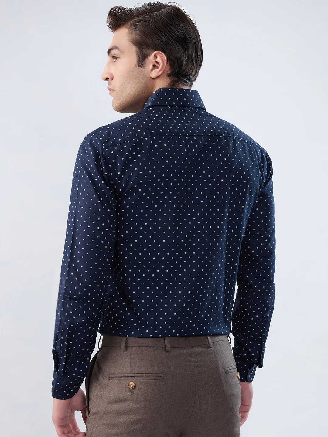 Raymond Men Blue Print Slim Fit Cotton Shirt - Image 4