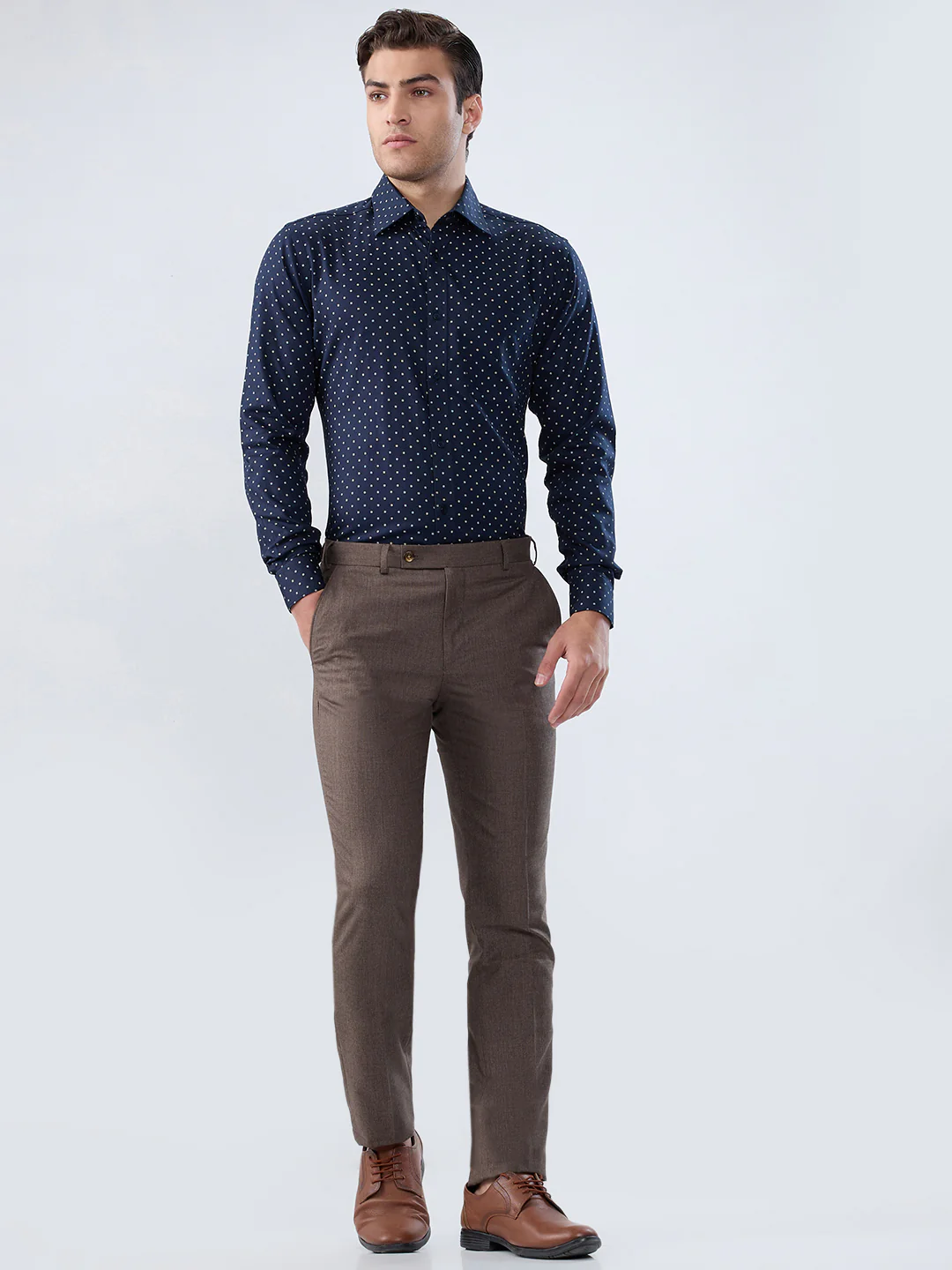 Raymond Men Blue Print Slim Fit Cotton Shirt - Image 5