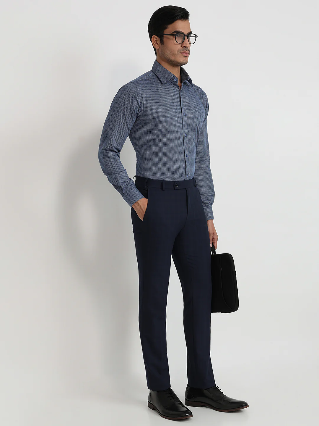 Raymond Men Blue Print Slim Fit Cotton Shirt - Image 5