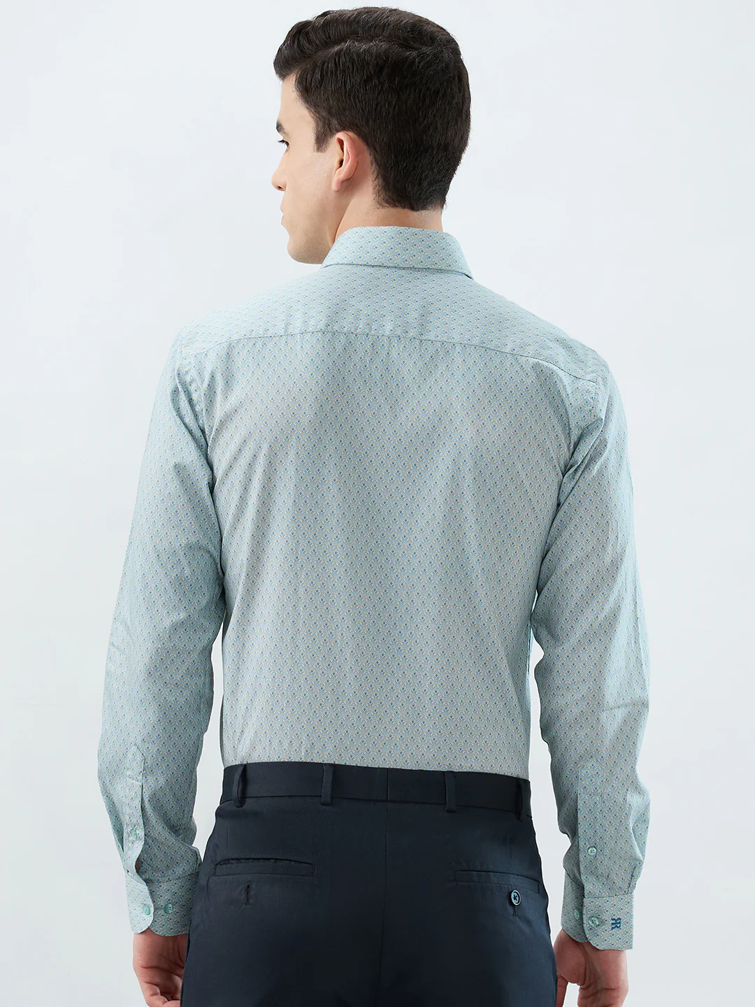Raymond Men Blue Print Slim Fit Cotton Shirt - Image 4