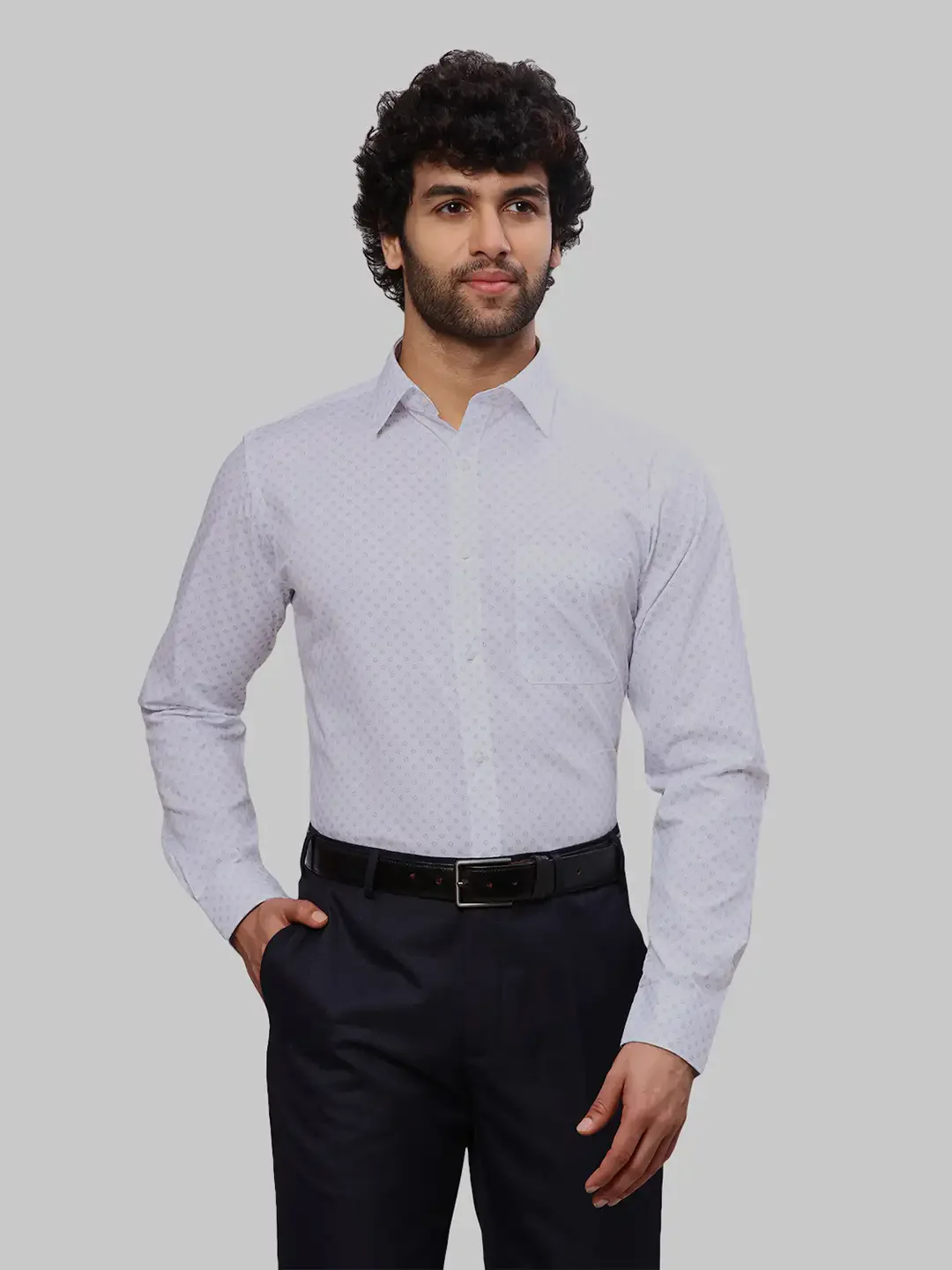 Raymond Men Blue Print Slim Fit Cotton Shirts
