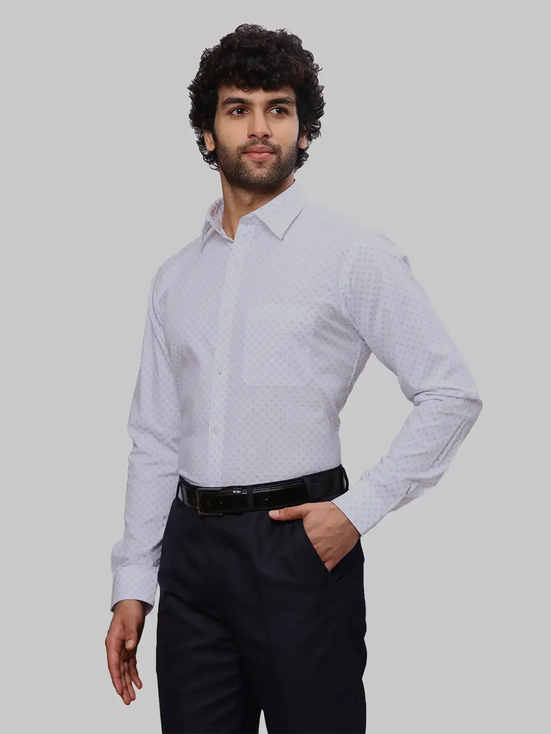 Raymond Men Blue Print Slim Fit Cotton Shirts - Image 3
