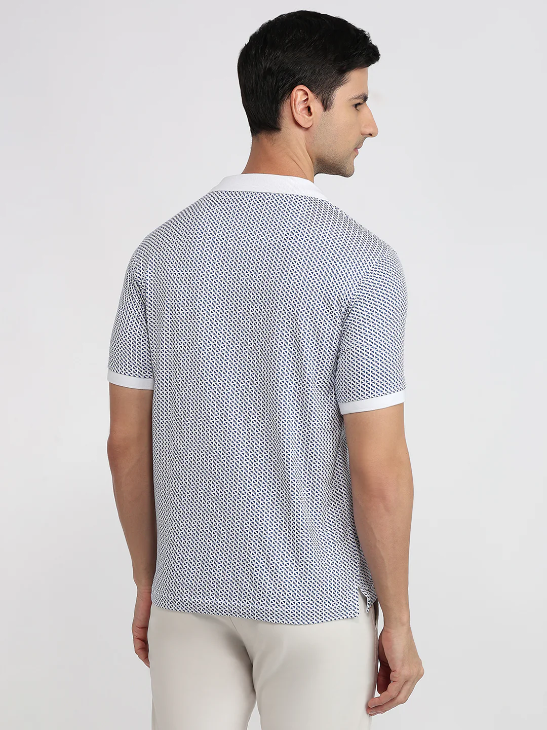 Raymond Men Blue Printed Modern Fit Cotton T-Shirt - Image 5