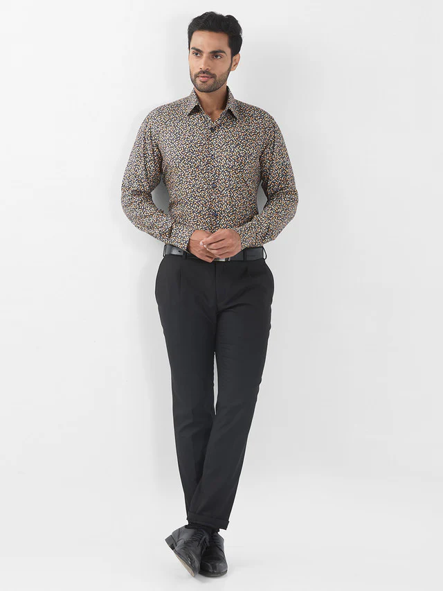Raymond Men Blue Printed Regular Fit Cotton Blend Formal Shirt - Image 5
