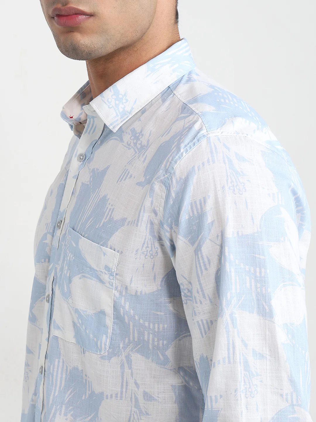 Raymond Men Blue Printed Regular Fit Cotton Casual Shirt - Image 6