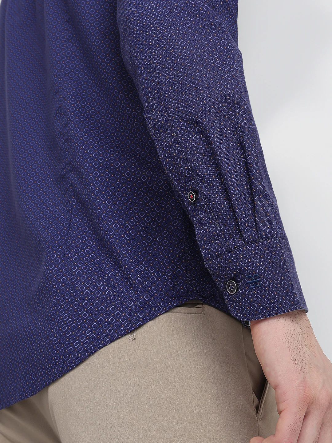 Raymond Men Blue Printed Regular Fit Cotton Full Sleeve Regular Collar Casual Shirt - Image 6
