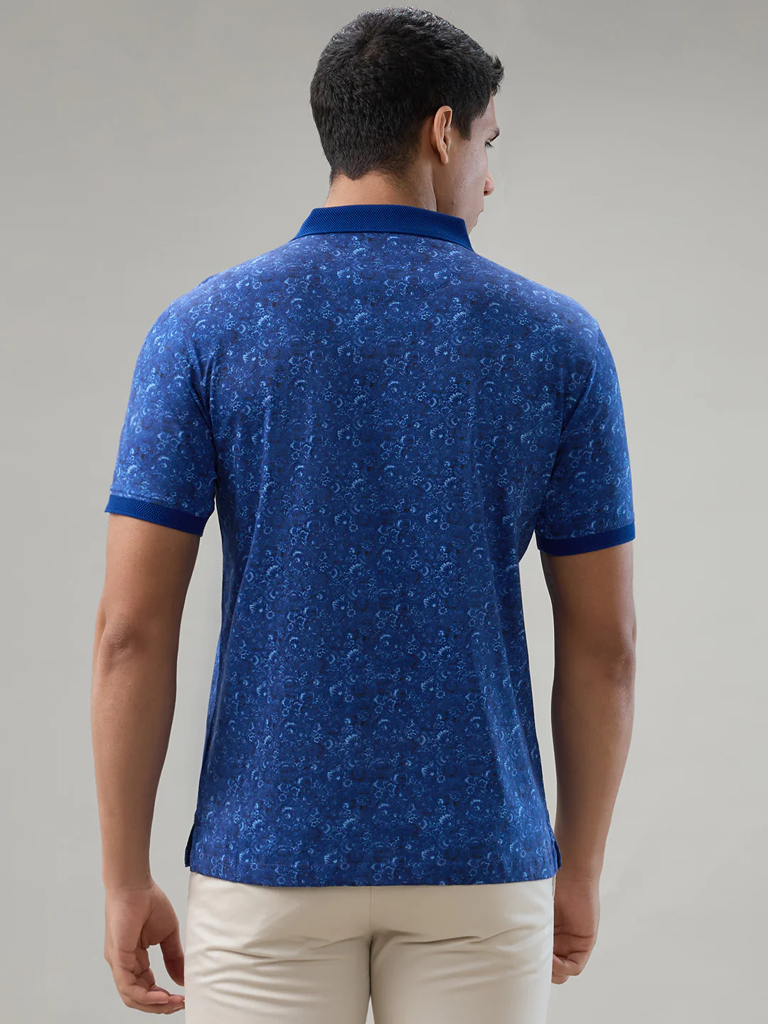 Raymond Men Blue Printed Regular Fit Cotton T-Shirt - Image 4