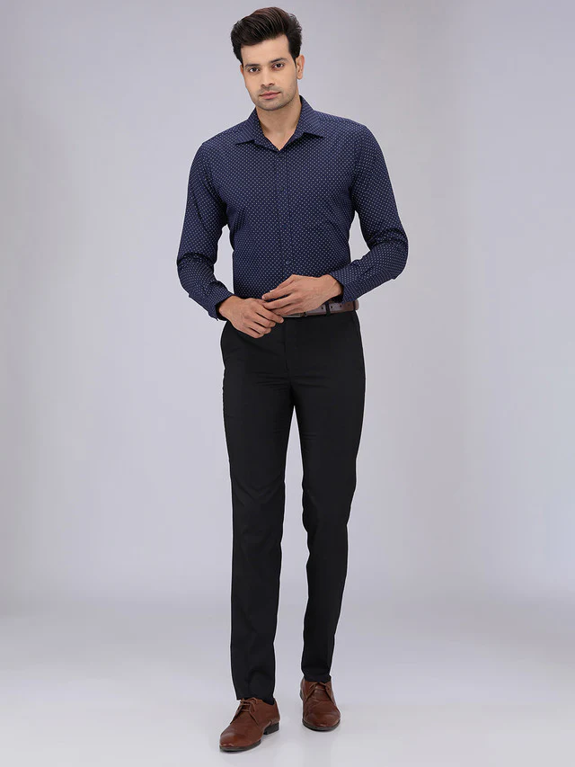Raymond Men Blue Printed Slim Fit Cotton Formal Shirt - Image 5