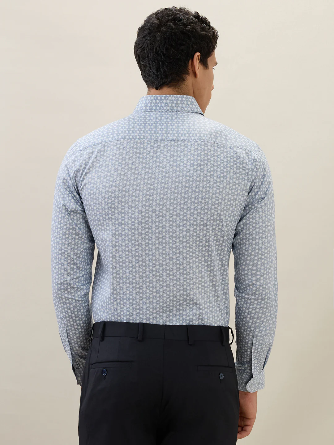 Raymond Men Blue Printed Slim Fit Cotton Formal Shirt - Image 4