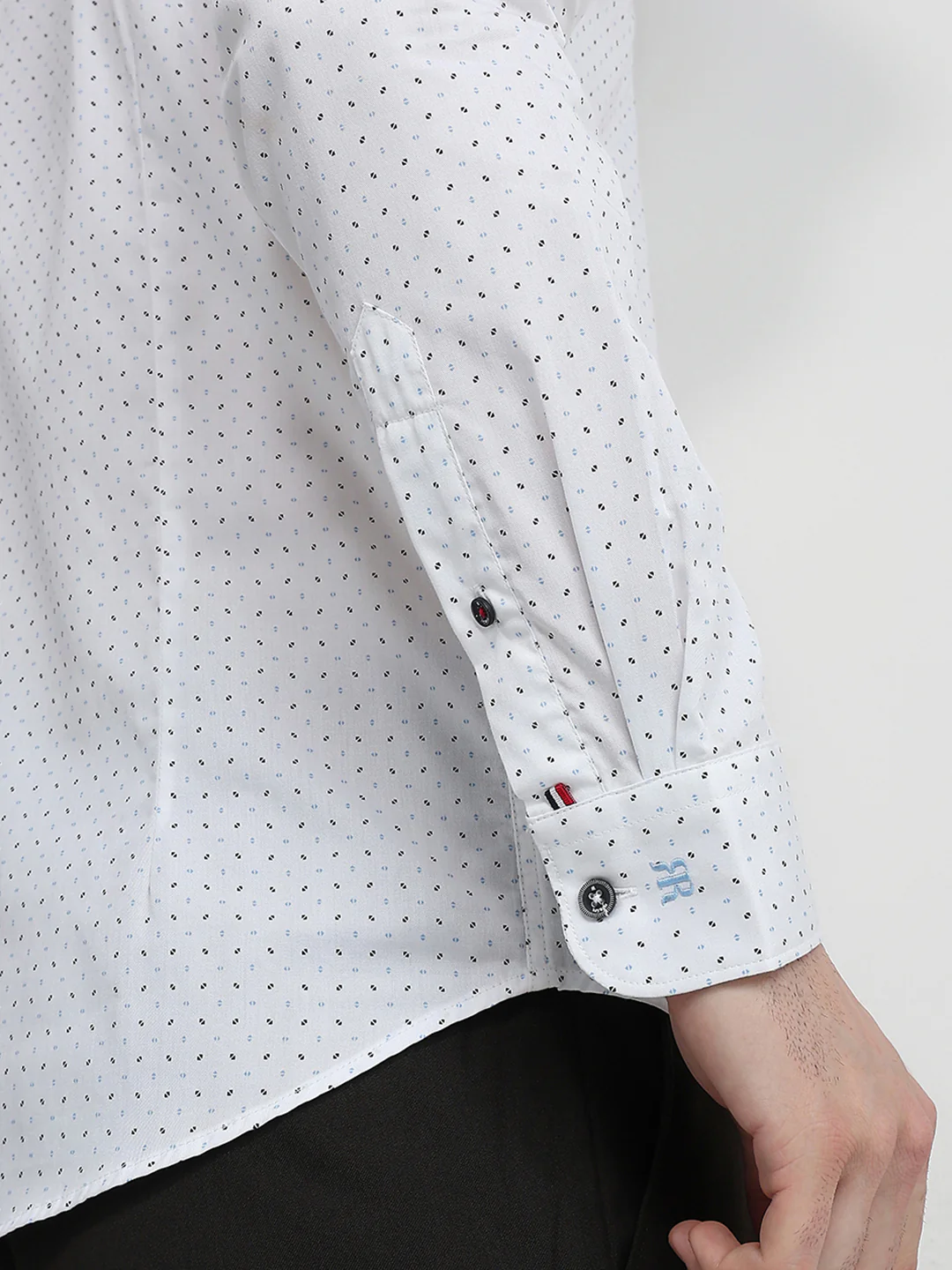 Raymond Men Blue Printed Slim Fit Cotton Full Sleeve Cut Away Collar Casual Shirt - Image 6