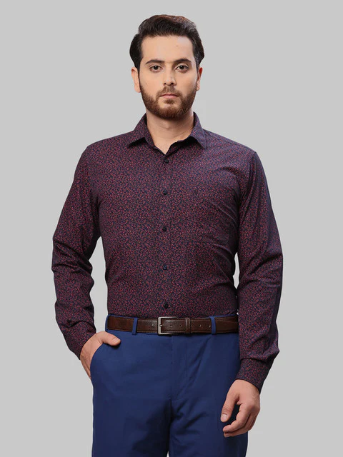 Raymond Men Blue Printed Slim Fit Cotton Shirt
