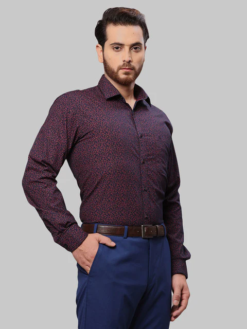 Raymond Men Blue Printed Slim Fit Cotton Shirt - Image 2