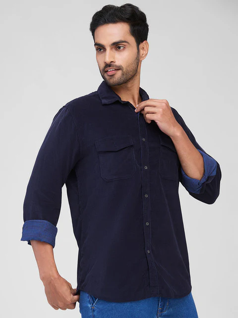 Raymond Men Blue Printed Slim Fit Cotton Shirt - Image 2