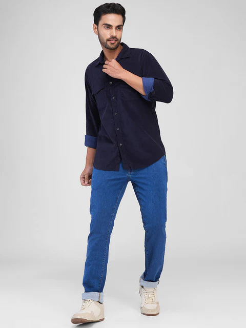 Raymond Men Blue Printed Slim Fit Cotton Shirt - Image 5
