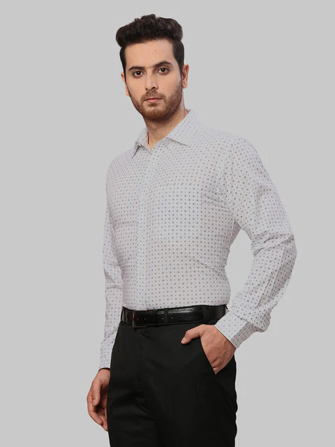 Raymond Men Blue Printed Slim Fit Cotton Shirt - Image 3