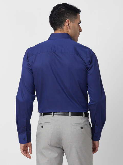 Raymond Men Blue Regular Fit Structured Shirt - Image 5