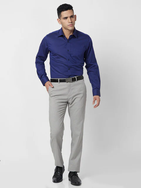 Raymond Men Blue Regular Fit Structured Shirt - Image 6