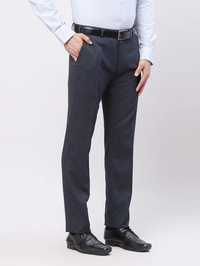 Raymond Men Blue Self Design Slim Fit Trouser - Image 2