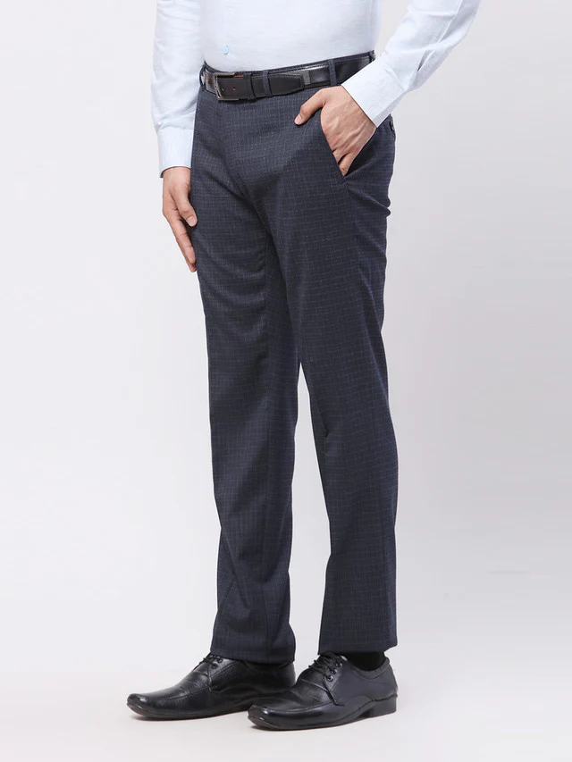 Raymond Men Blue Self Design Slim Fit Trouser - Image 3