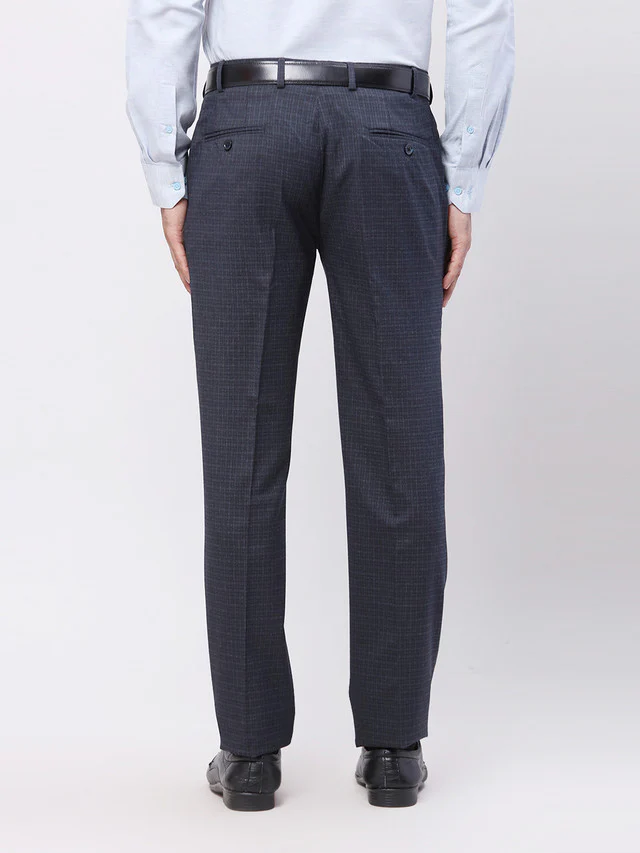 Raymond Men Blue Self Design Slim Fit Trouser - Image 4