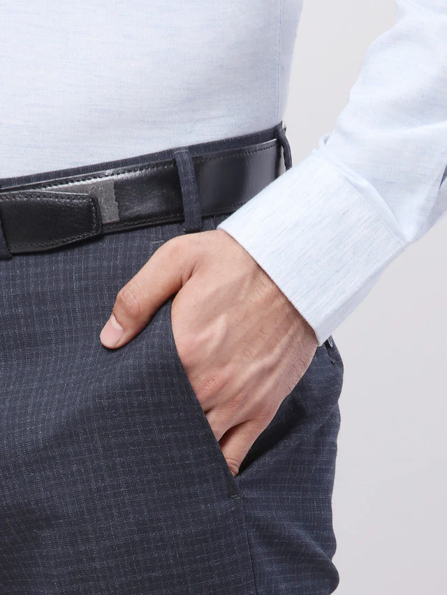 Raymond Men Blue Self Design Slim Fit Trouser - Image 6