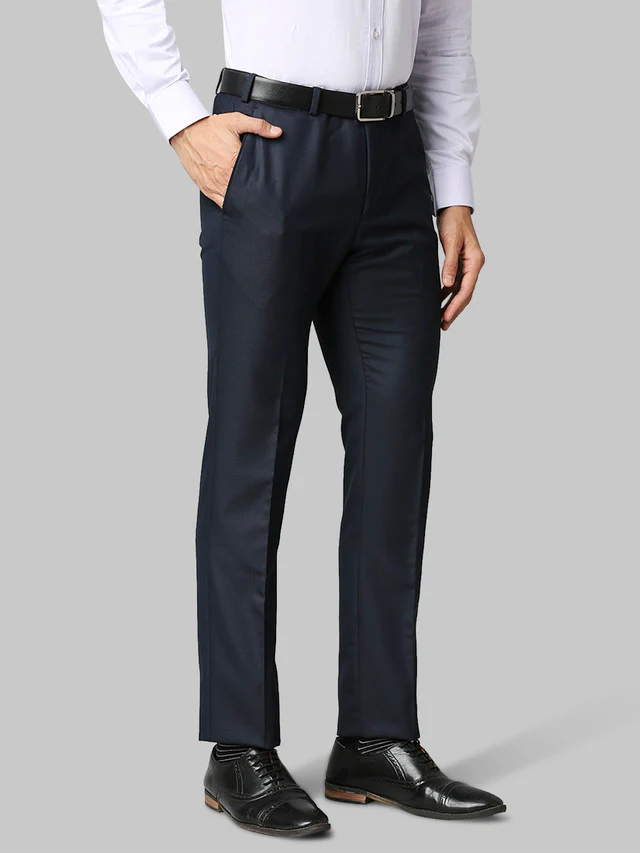 Raymond Men Blue Self Design Slim Fit Trouser - Image 2