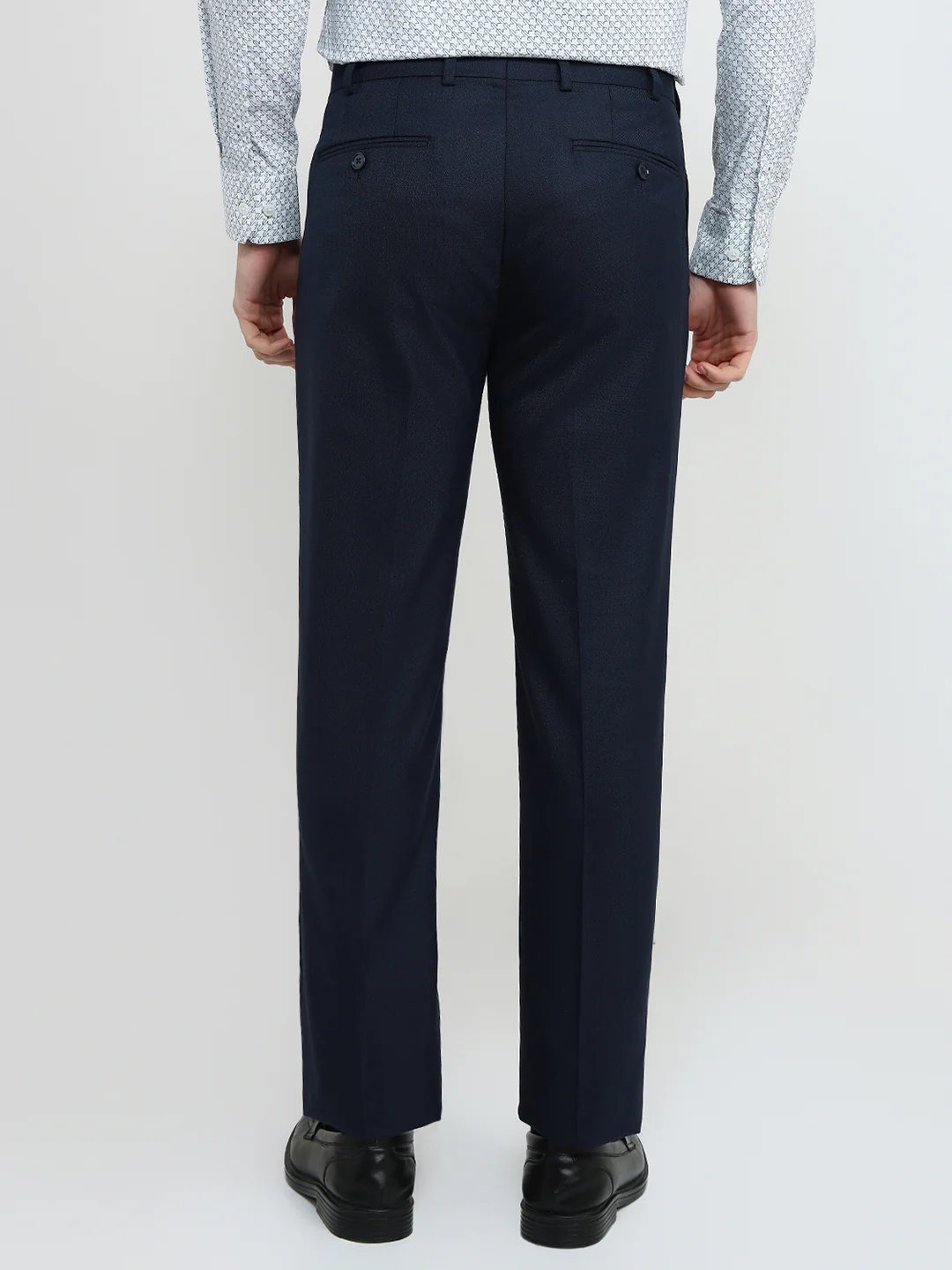 Raymond Men Blue Shark Skin Contemporary Fit Polyester Blend Trouser - Image 4