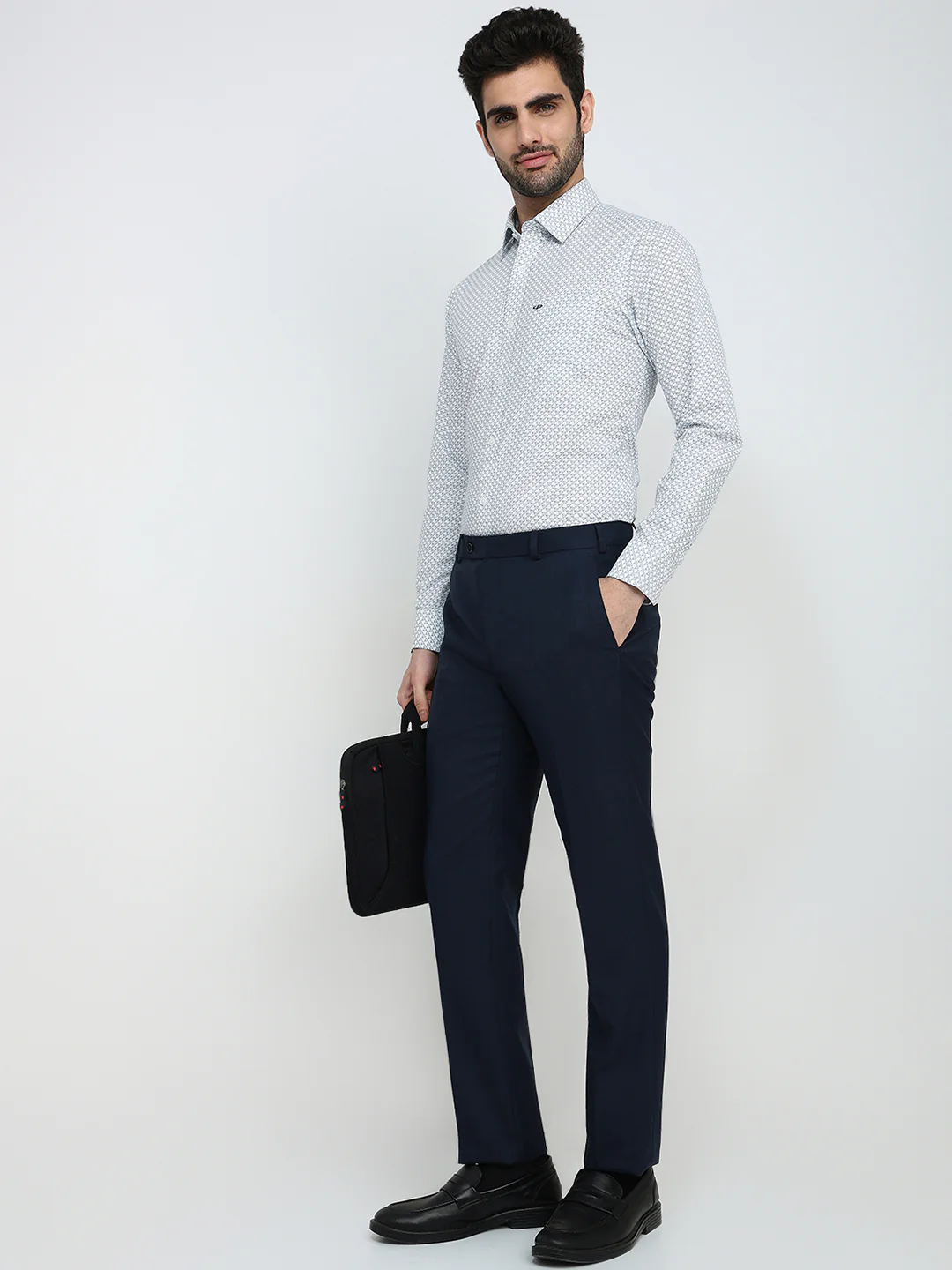 Raymond Men Blue Shark Skin Contemporary Fit Polyester Blend Trouser - Image 5