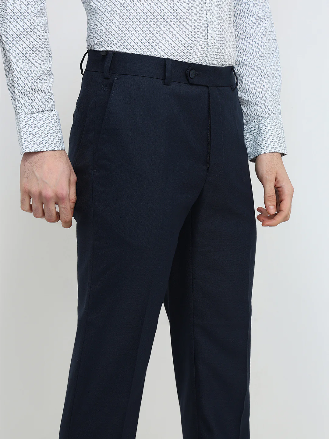 Raymond Men Blue Shark Skin Contemporary Fit Polyester Blend Trouser - Image 6