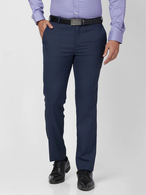 Raymond Men Blue Slim Fit Checks Trouser
