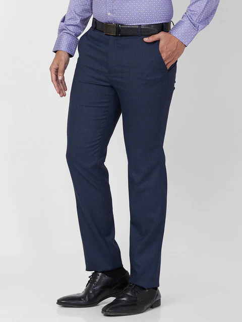 Raymond Men Blue Slim Fit Checks Trouser - Image 3