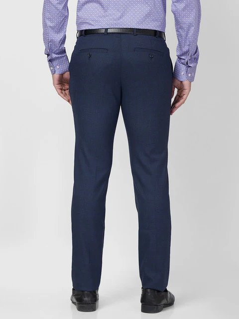 Raymond Men Blue Slim Fit Checks Trouser - Image 4