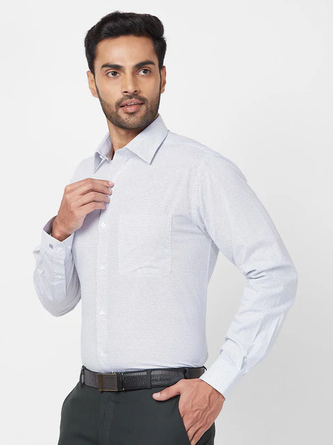 Raymond Men Blue Slim Fit Printed Shirt - Image 3