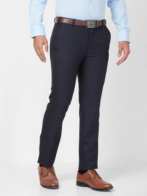 Raymond Men Blue Slim Fit Solid Trouser - Image 2