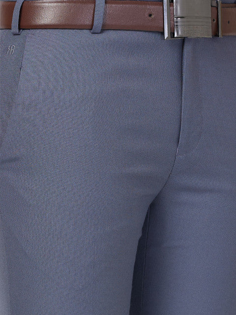 Raymond Men Blue Slim Fit Solid Trouser - Image 6