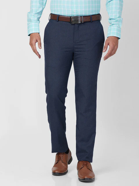 Raymond Men Blue Slim Fit Solid Trouser