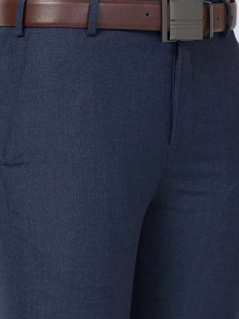 Raymond Men Blue Slim Fit Solid Trouser - Image 6