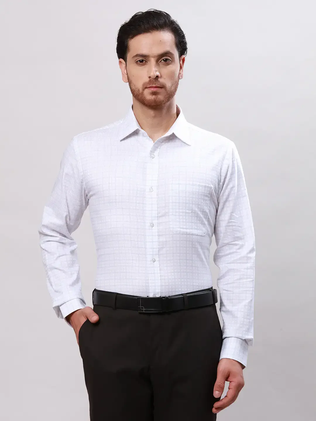 Raymond Men Blue Slim Fit Structure Cotton Shirts