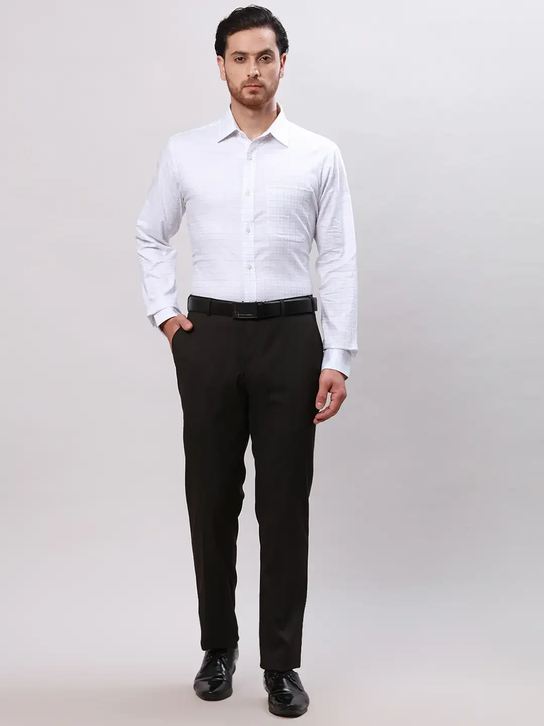 Raymond Men Blue Slim Fit Structure Cotton Shirts - Image 5