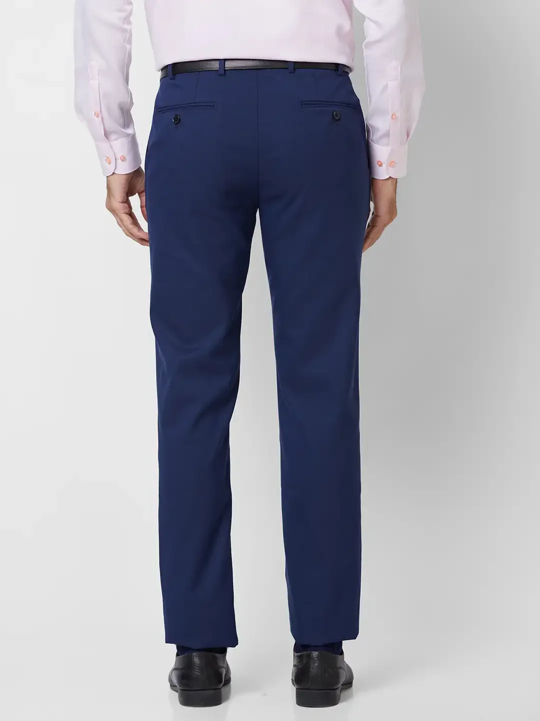 Raymond Men Blue Slim Fit Structure Polyester Trousers - Image 4