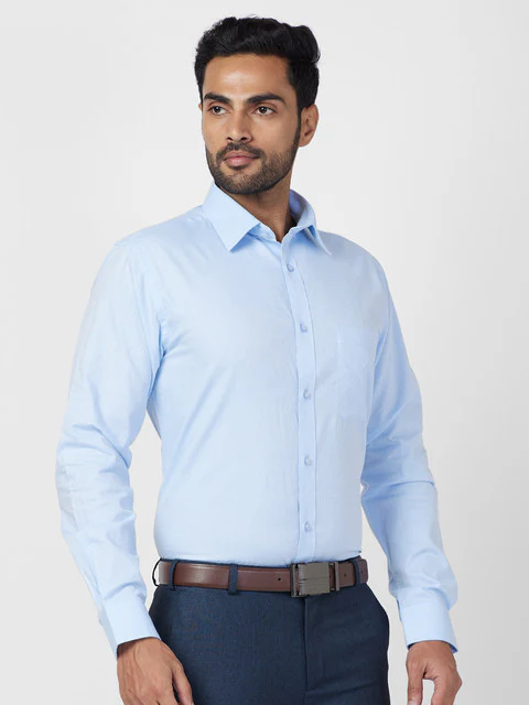 Raymond Men Blue Slim Fit Structured Shirt - Image 2