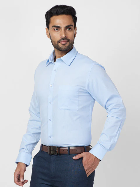 Raymond Men Blue Slim Fit Structured Shirt - Image 3